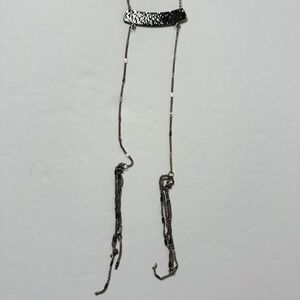 White House Black Market Gold Tone Hammered Bar Lariat Tassel Long Necklace NWT